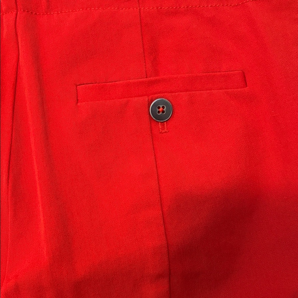 Red Slim-Fit, tailored, Button-Accent Pants - Picture 5 of 6